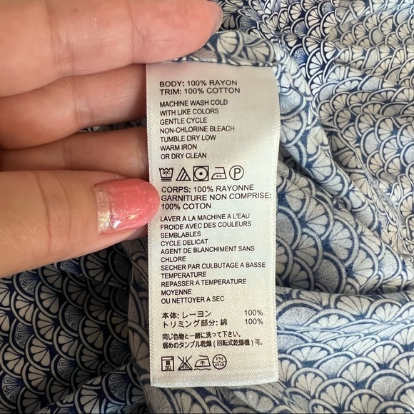 Tommy Bahama Fan Festival split neck dress shell print blue lightweight sz M - Picture 11 of 11